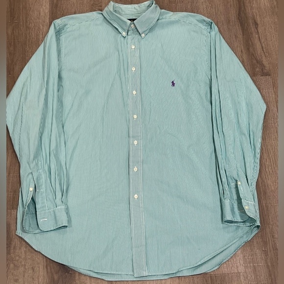 Polo Ralph Lauren XL Tall XLT Stripe Button Front Logo Button Collar Shirt - Picture 1 of 5